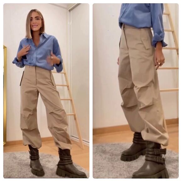 Zara Cargo Parachute Pants - Picture 1 of 9